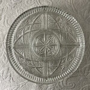 Libbey Glass Clarion clear glass 5 section divided round Relish dish 9"